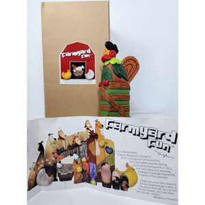 Farmyard Fun, Small Rooster named 'Frizzle' Stands 5.91" Tall, in Earth Colors